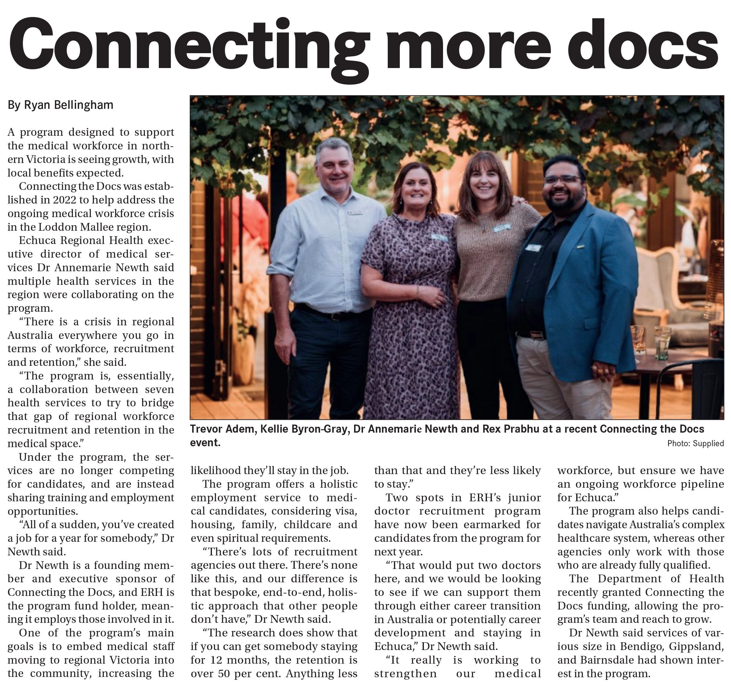 Screenshot of article from the Riverine Herald