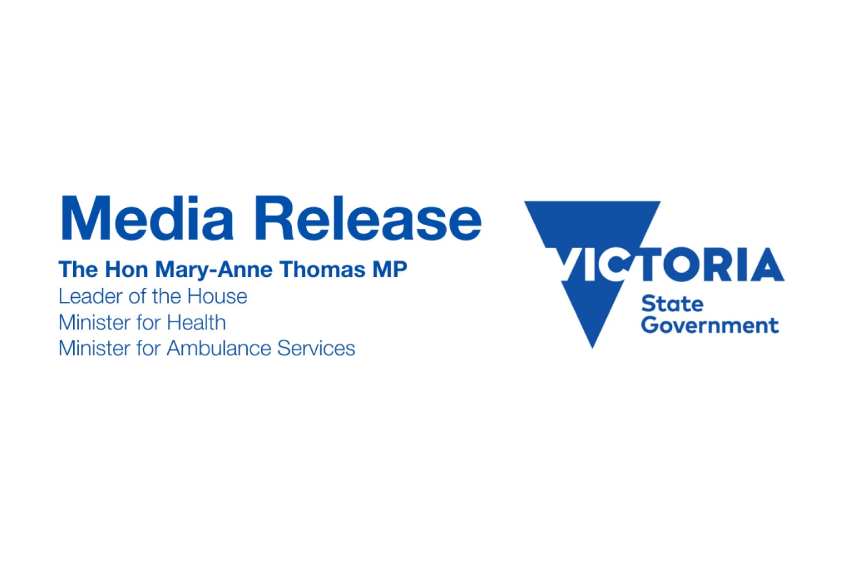 Blue 'Media Release' text on white background with State of Victoria logo