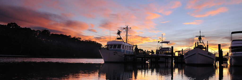 Boats at Sunset in Lake's Entrance