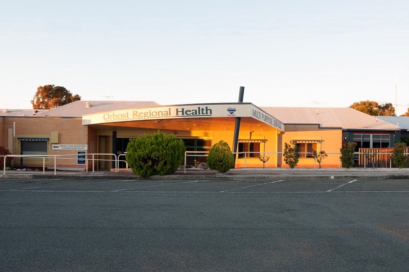 A single-storey building labelled Orbost Regional Health Multi Purpose Service